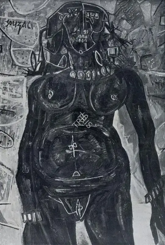 F.N. Souza (Artist), Black Nude, 1961, Painting