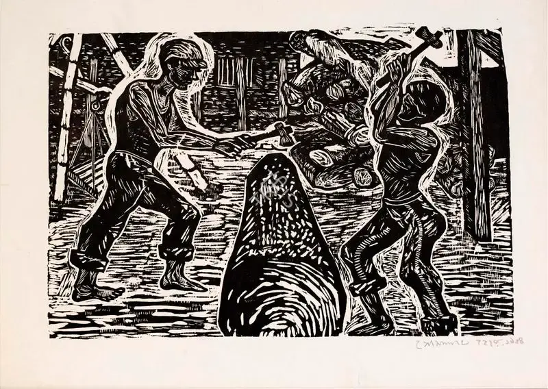 Somnath Hore (Artist), Untitled (Woodcutters), 1944, Sculpture