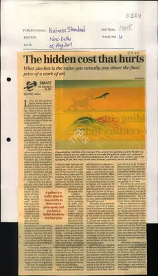 Kishore Singh (Reporter), The Hidden Cost that Hurts, 2009, Newspaper Clipping