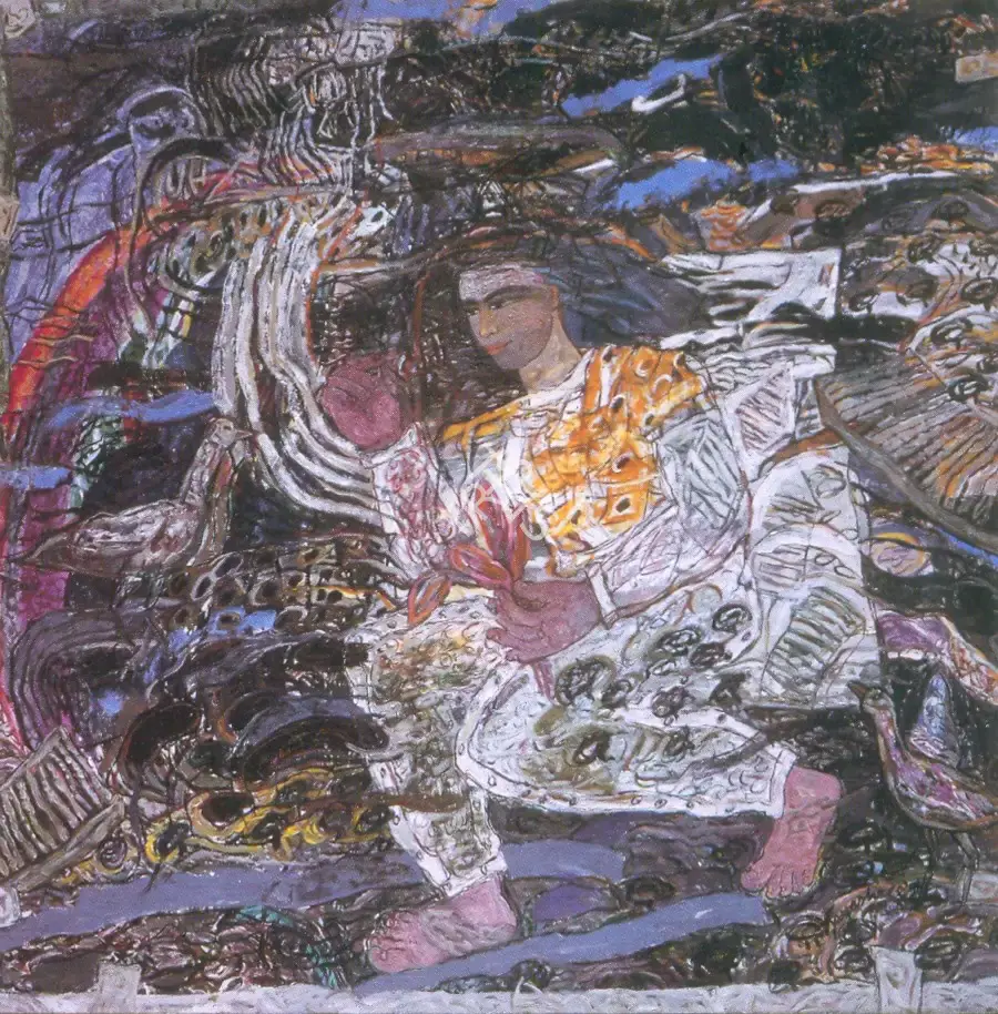 Anjolie Ela Menon (Artist), The Magician's Story, 1995, Painting