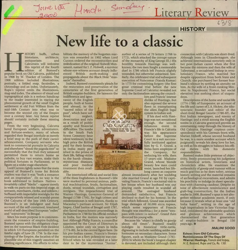 Malini Sood (Reporter), New life to a classic, 2000, Newspaper Clipping
