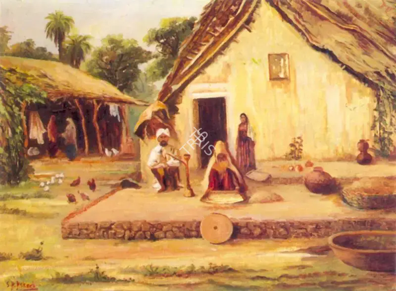 Jai Zharotia (Artist), A Village Scene, 1962, Painting