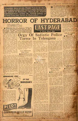 Khwaja Ahmad Abbas (Columnist), Horror of Hyderabad, 1950, Essay