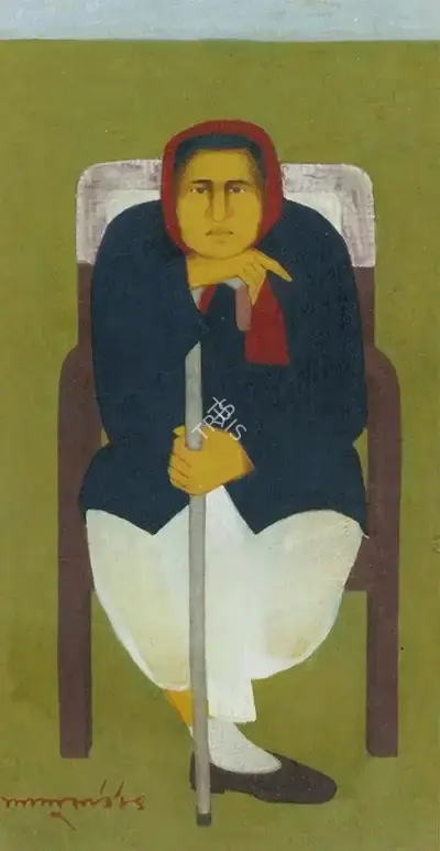 Lalu Prasad Shaw (Artist), Untitled (The Disabled One), 1984, Painting