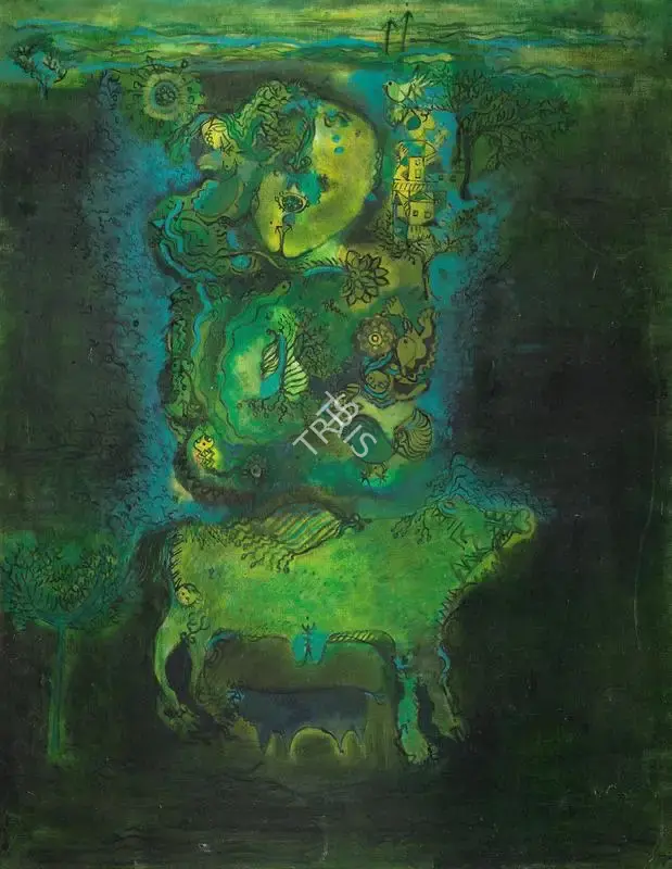 Amitava Das (Artist), The Emerald Forest, 1969, Painting