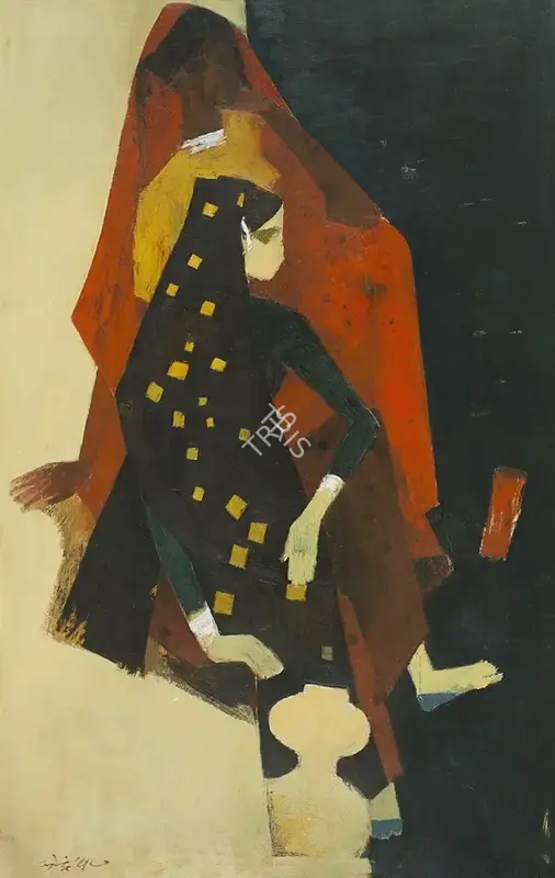 N.S. Bendre (Artist), On River Ghat, 1957, Painting