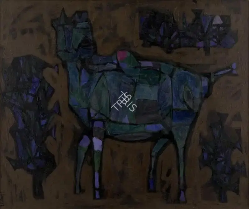 Subramanyan, K.G. (Artist). Bull, c.1950s | Painting, Sa.Onl/20.01.21, 2021 · Saffronart