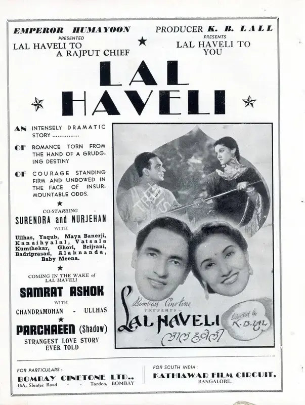 K.B. Lall (Producer), Lal Haveli, 1944, Advertisement
