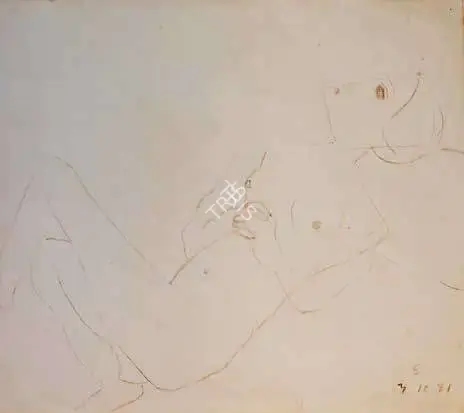 Somnath Hore (Artist), Untitled (Nude Study), 1981, Drawing