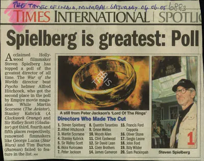 Spielberg is Greatest: Poll, 2005, Newspaper Clipping