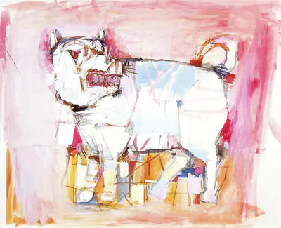 K.G. Subramanyan (Artist), Dog, 1956, Painting
