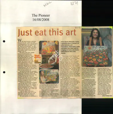 ASRP Mukesh (Reporter), Just Eat this Art, 2008, Newspaper Clipping