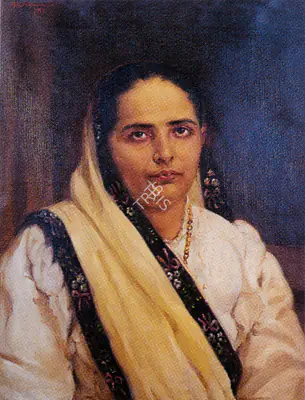 M.F. Pithawala (Artist), Portrait of a Lady, 1913, Painting