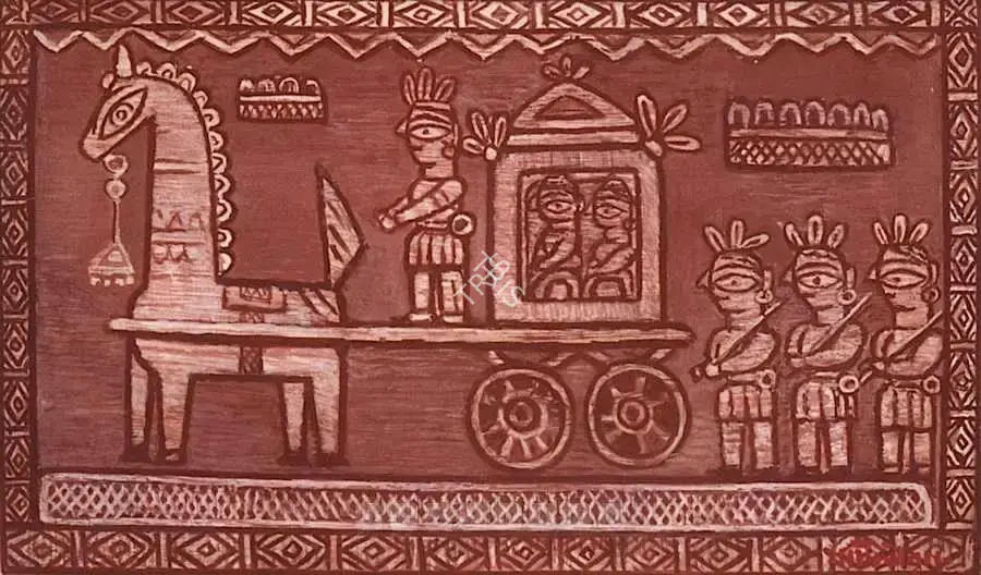 Jamini Roy (Artist), The Bridegroom's Procession, 1952, Painting