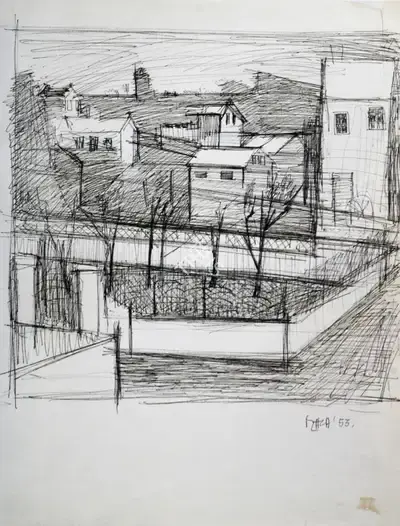 S.H. Raza (Artist), Untitled, 1953, Drawing