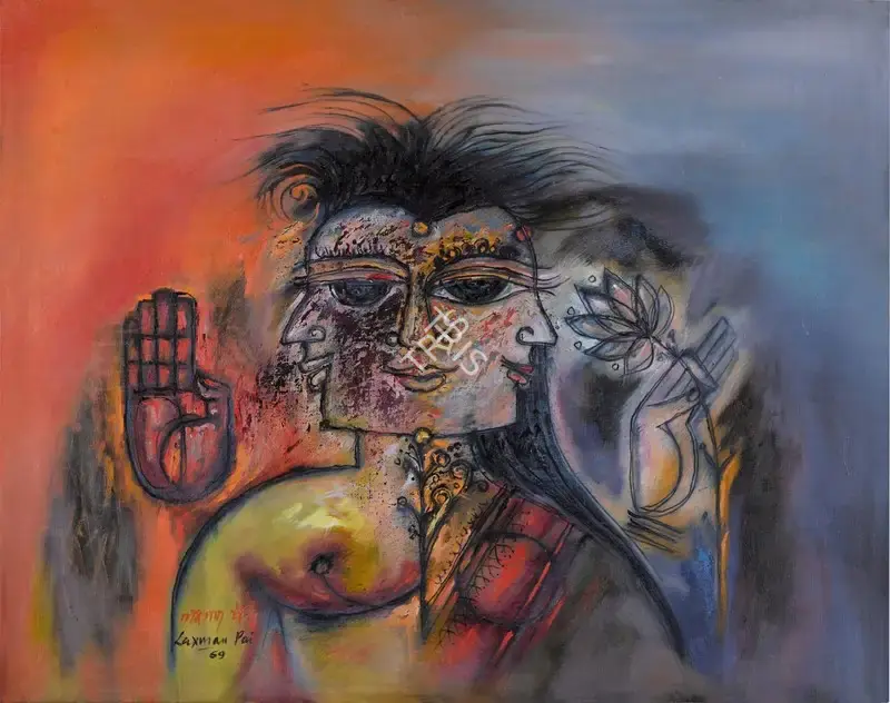 Pai, Laxman (Artist). Teen Murti, 1969 | Painting, So.NeY/21.03.22, 2022 · Sotheby's