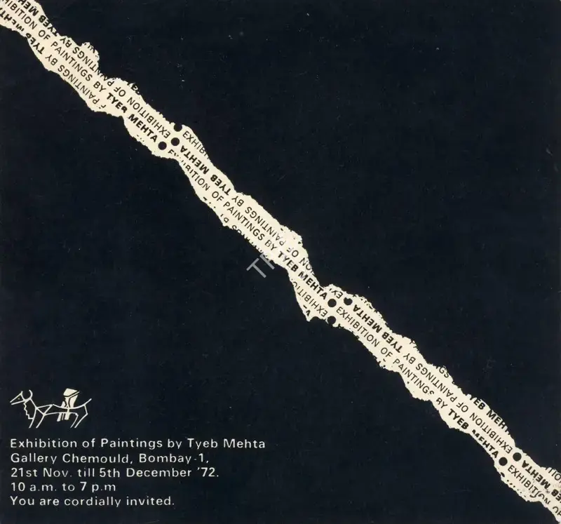 Tyeb Mehta (Artist), Exhibiiton of Paintings by Tyeb Mehta, 1972, Solo Exhibition Invitation