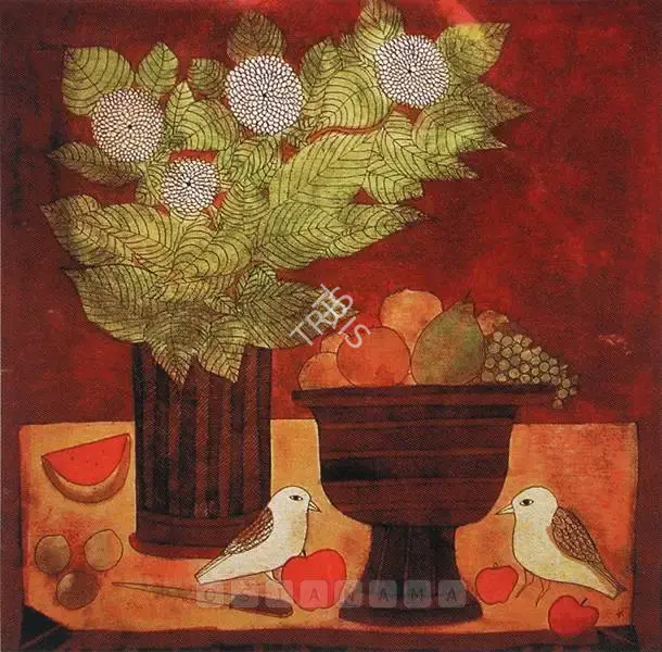 Badri Narayan (Artist), Still Life With Birds, 1988, Painting