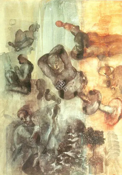 Nalini Malani (Artist), Global Parasites - IV, 1995, Painting