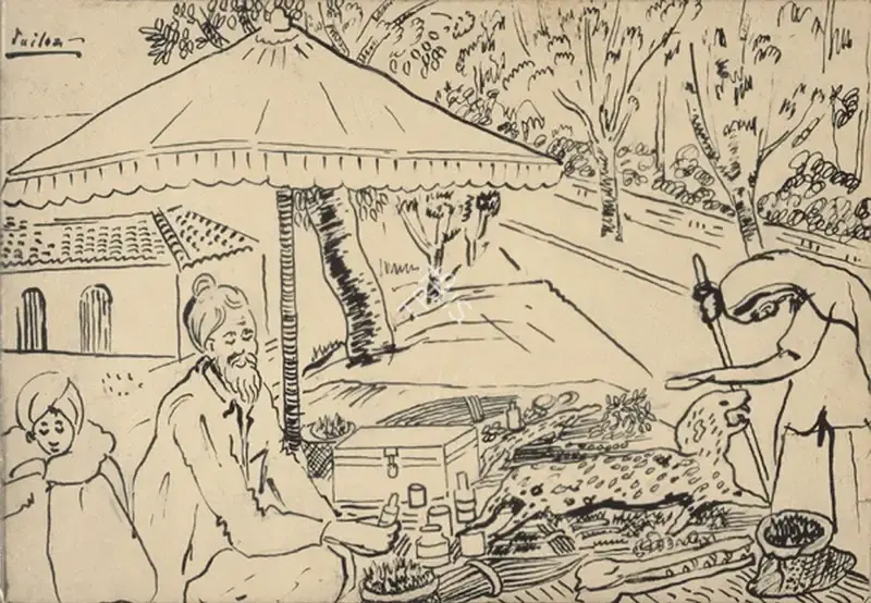 Sailoz Mookherjea (Artist), Hakim, 1945, Drawing