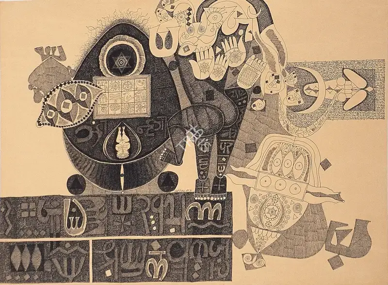 Ali, J. Sultan (Artist). Shiv Shakti, 1976 | Drawing, Os.Mum/02.12.05, 2005 · Osian's