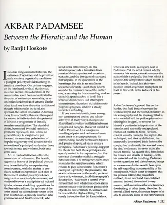 Ranjit Hoskote (Essayist), Akbar Padamsee, 1992, Essay