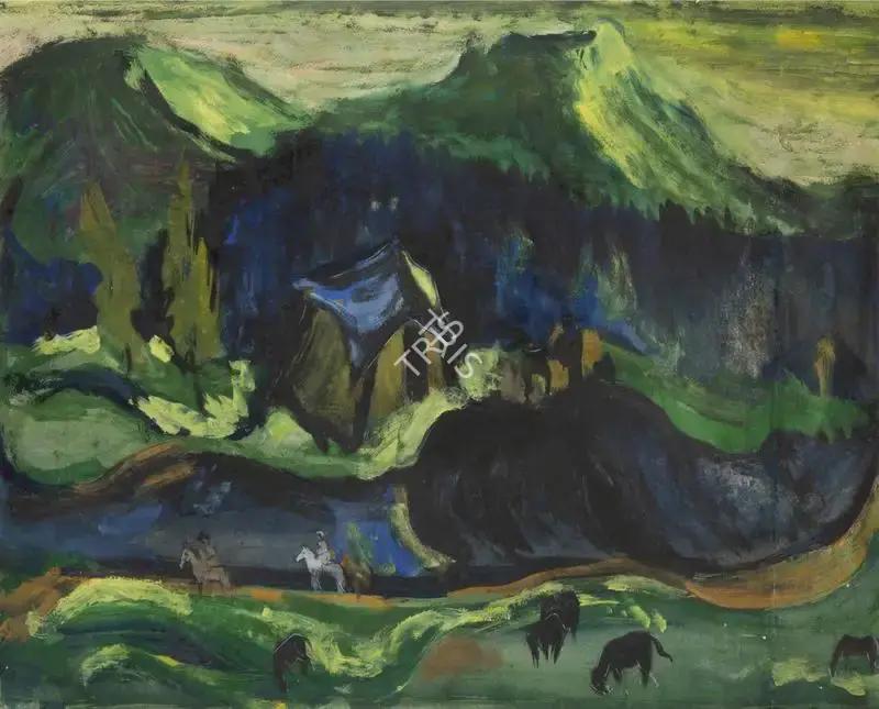 H.A. Gade (Artist), Way to Amarnath- Kashmir Mountains, Painting
