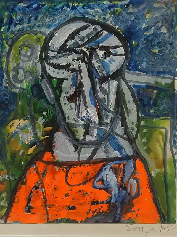 F.N. Souza (Artist), Untitled (Head), 1967, Painting