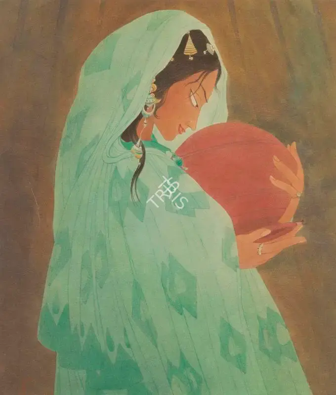 Chughtai, M.A.R. (Artist). Untitled (Woman Holding a Water Jar), n.d. | Painting, Ch.NeY/21.03.18, 2018 · Christie's