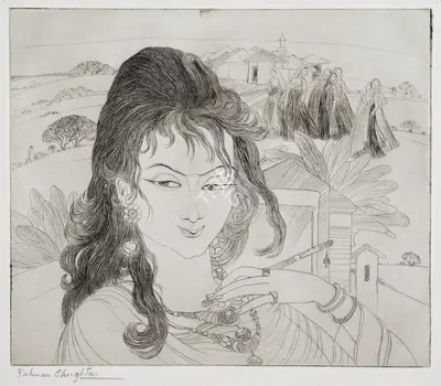M.A.R. Chughtai (Artist), Sunder, Aquatint