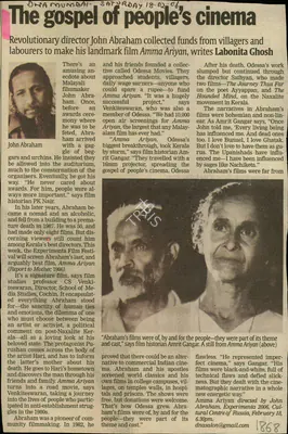 Labonita Ghosh (Reporter), The gospel of people's cinema, 2006, Newspaper Clipping