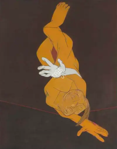Mehta, Tyeb (Artist). Untitled (Falling Figure), 1991 | Painting, Ch.NeY/13.09.17, 2017 · Christie's