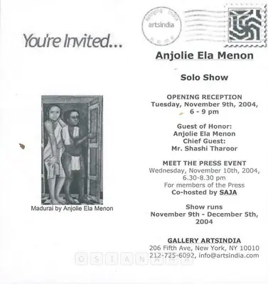 Anjolie Ela Menon (Artist), Anjolie Ela Menon, 2004, Solo Exhibition Invitation