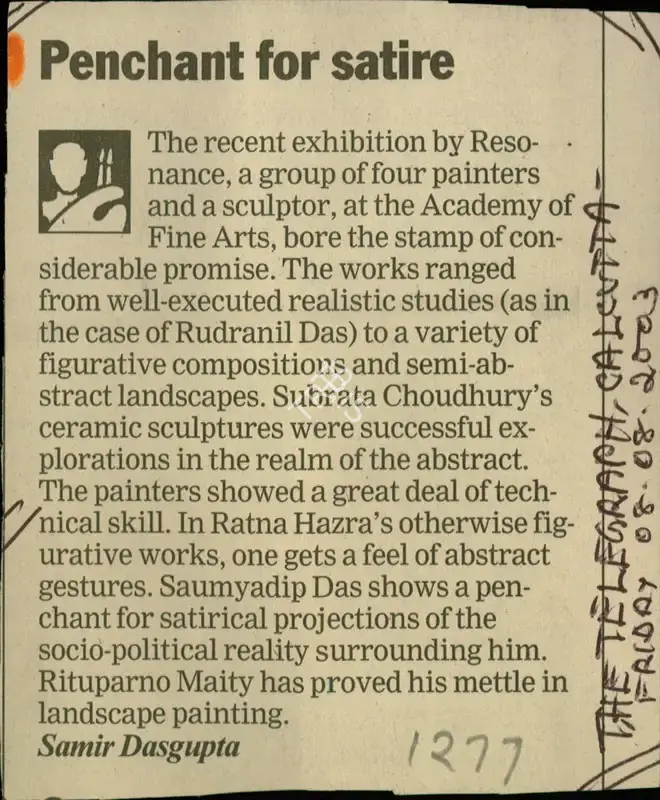 Samir Dasgupta (Reporter), Penchant for Satire, 2003, Newspaper Clipping