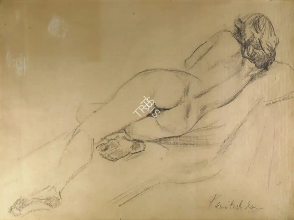Paritosh Sen (Artist), Female Nude, 1982, Drawing