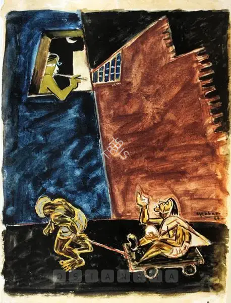 K.K. Hebbar (Artist), Paisa, 1960, Painting