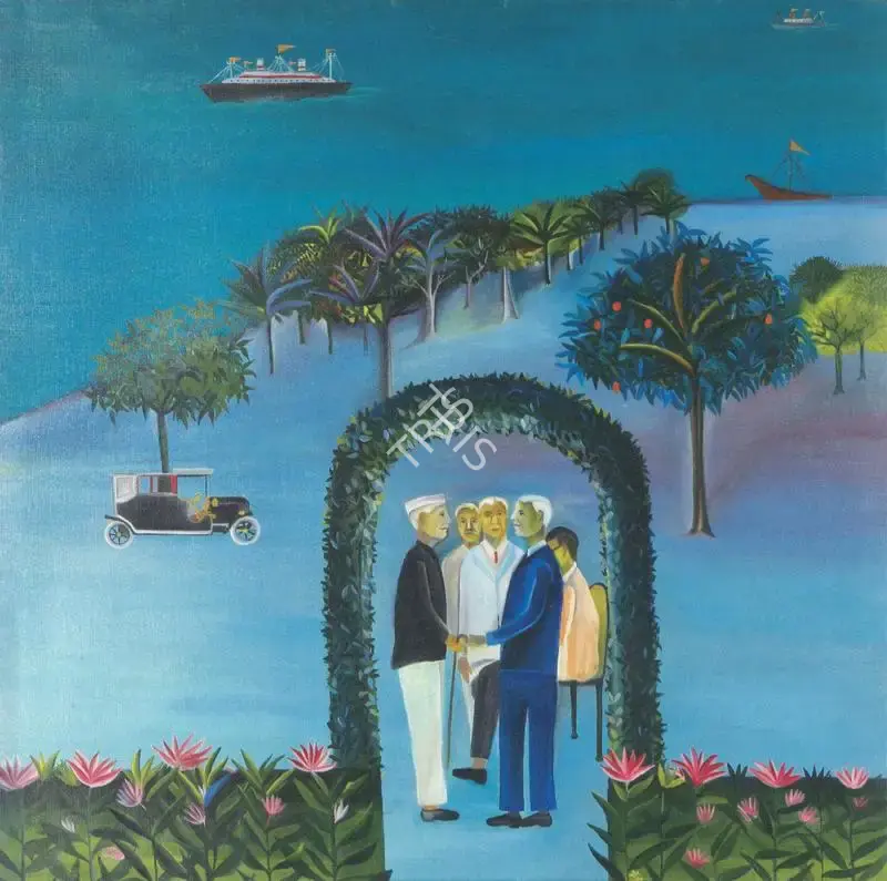 Khakhar, Bhupen P. (Artist). Man Leaving (Going Abroad). Oil on Canvas, 1970 | Bhupen Khakhar 1934 - 2003, 2003 | Painting | FineArts | 00149720