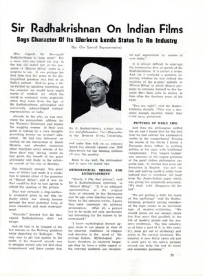 Sir Radhakrishnan on Indian Films, 1942, Conversation