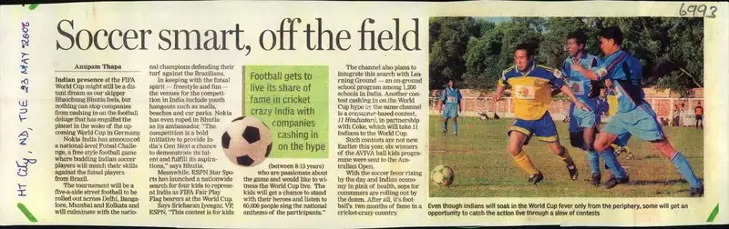 Anupam Thapa (Reporter), Soccer Smart, off th field, 2006, Newspaper Clipping