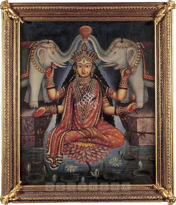 Mahendranath Mukhopadhyay (Artist), Gaja Lakshmi, 1921, Painting