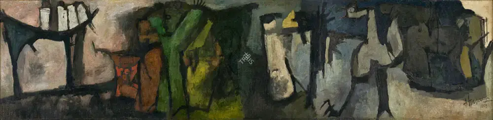 M.F. Husain (Artist), Voices, 1958, Painting
