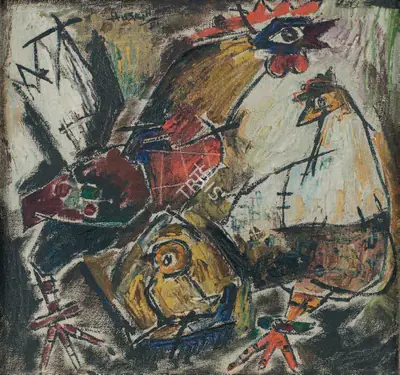 M.F. Husain (Artist), The New Arrival, 1951, Painting