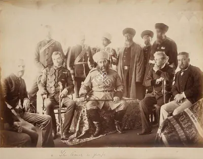 John Burke (Photographer), The Amir in group, 1870, Antiquarian Photograph