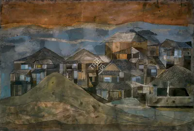 Badri Narayan (Artist), Memories of a Cluster of Old Houses in Chembur, 1995, Painting