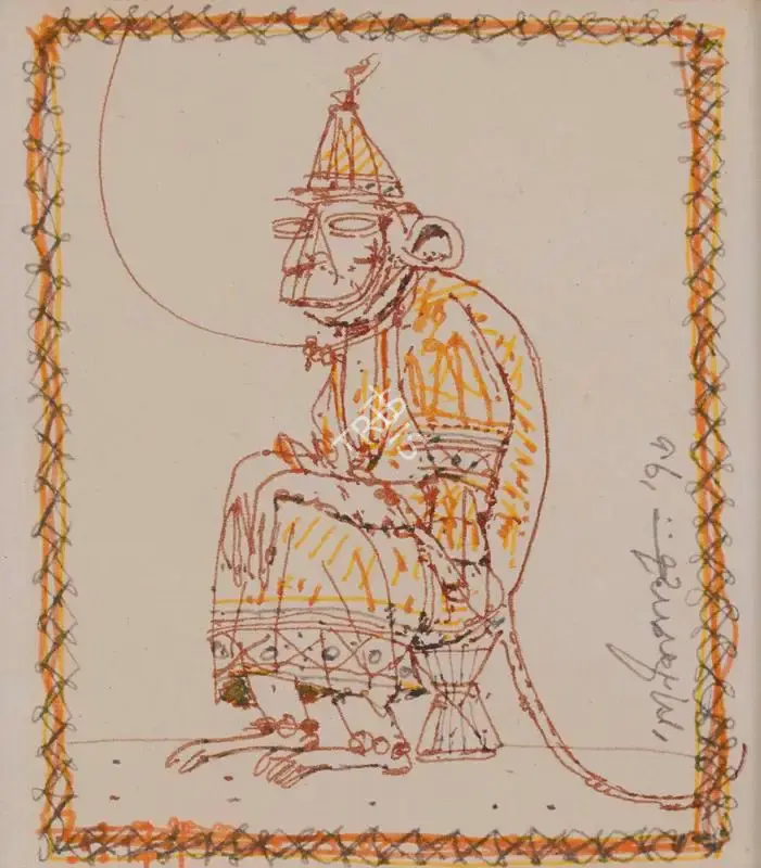 Ganesh Pyne (Artist), Hanuman, 1976, Painting