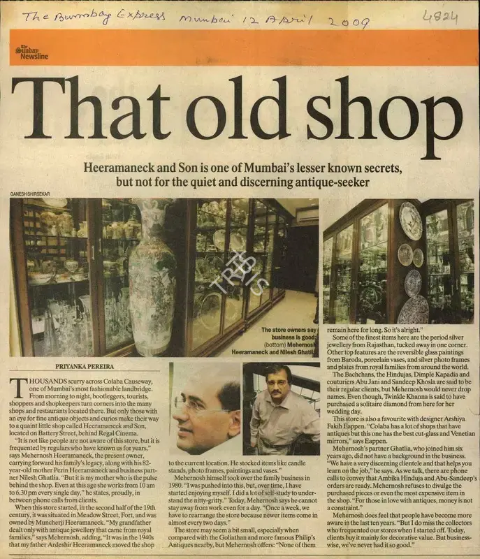 Priyanka Pereira (Reporter), That old Shop, 2009, Newspaper Clipping