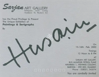 M.F. Husain (Artist), Husain, 2002, Solo Exhibition Invitation