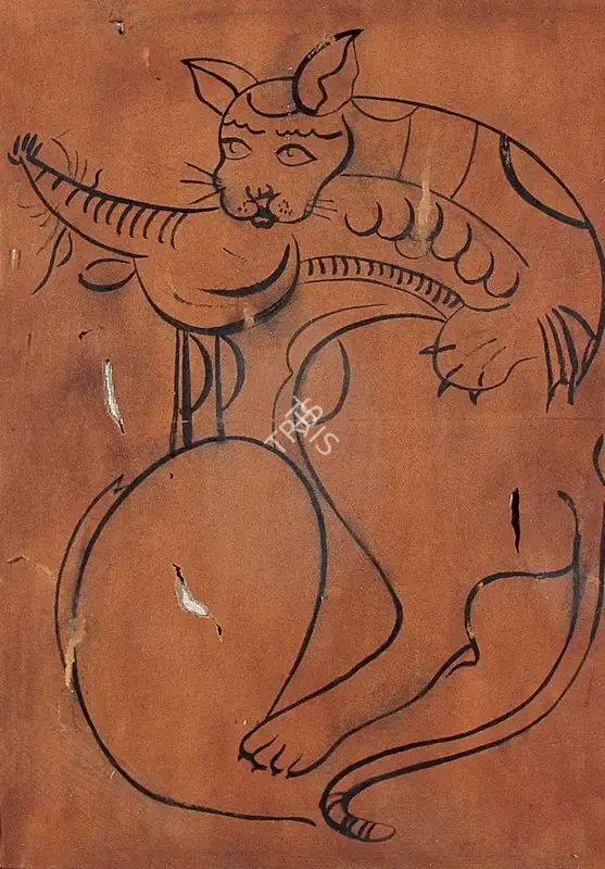 Kalighat School (Artist), Cat and the Lobster, 1921, Painting
