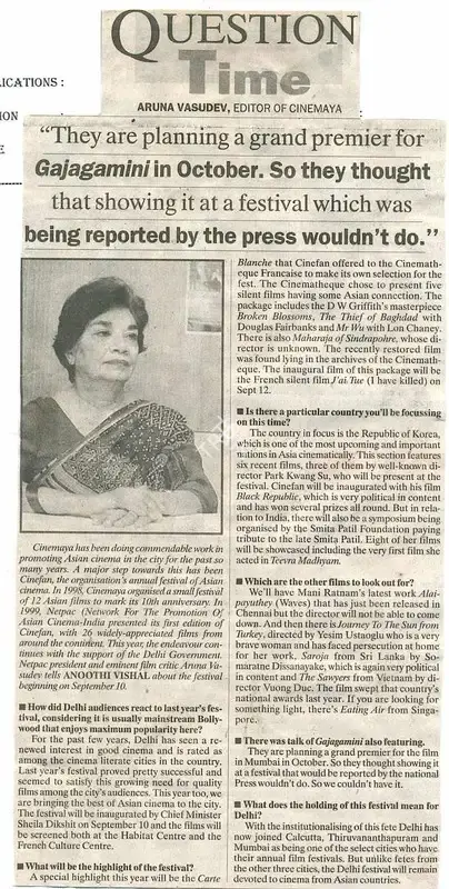 Anoothi Vishal (Reporter), Question Time, Newspaper Clipping