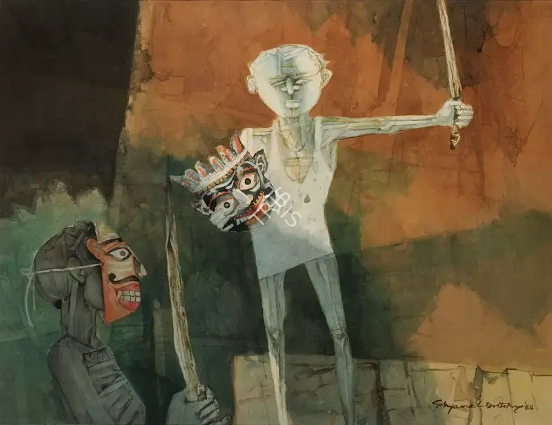 Ray, Shyamal Dutta (Artist). Puppets, 1988 | Painting, Os.Del/18.03.08, 2008 · Osian's